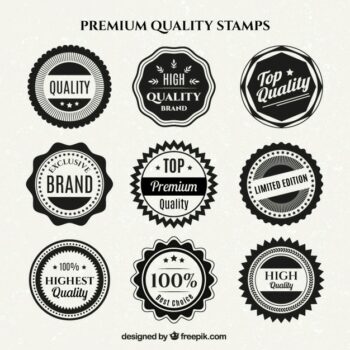 Free Vector | Collection of white and black quality badge