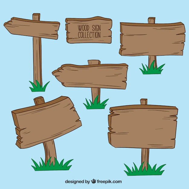 Free Vector | Collection of wooden signs with grass