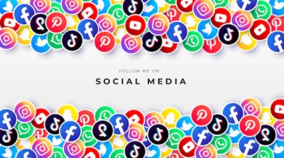 Free Vector | Colorful background with social media logos