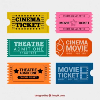 Free Vector | Colorful cinema tickets with great designs