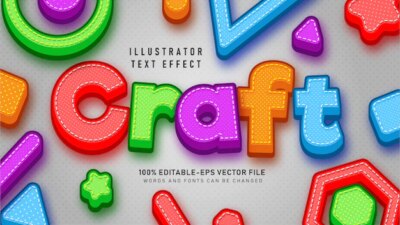 Free Vector | Colorful craft  text style effect