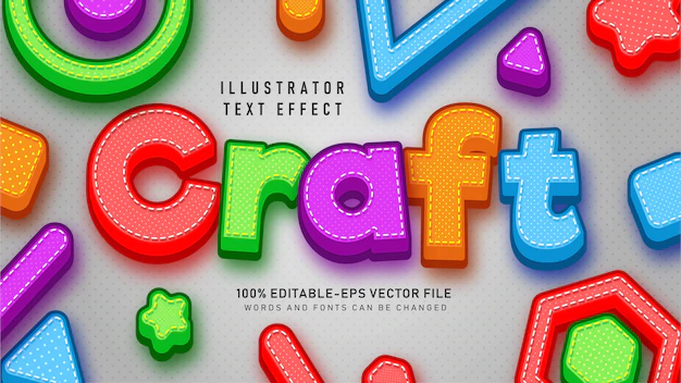 Free Vector | Colorful craft  text style effect