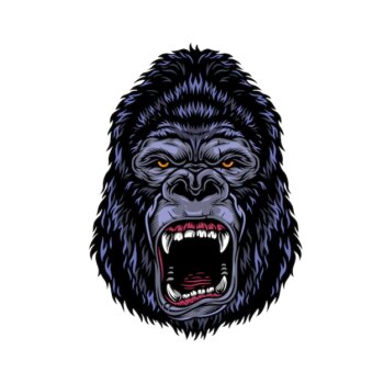 Free Vector | Colorful dangerous angry gorilla head