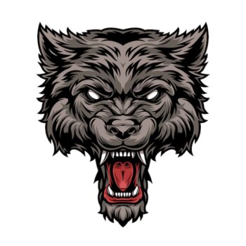 Free Vector | Colorful dangerous scary ferocious wolf head