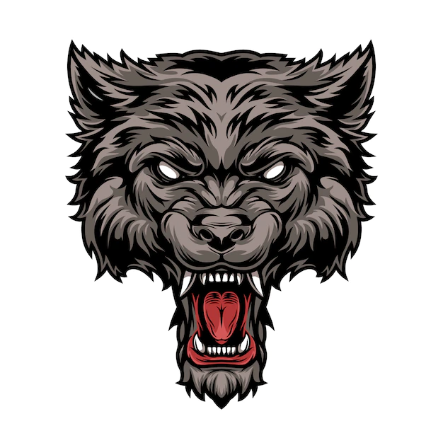 Free Vector | Colorful dangerous scary ferocious wolf head