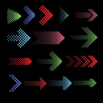 Free Vector | Colorful dotted arrows icons with halftone effect.