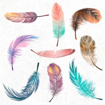 Free Vector | Colorful feather element vector set