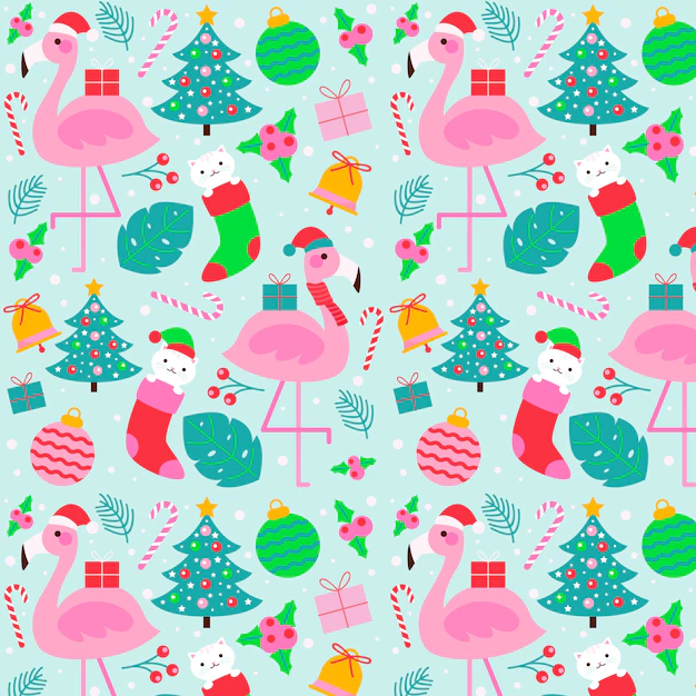 Free Vector | Colorful funny christmas pattern