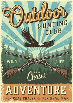 Free Vector | Colorful hunting poster