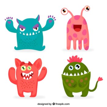 Free Vector | Colorful monsters collection