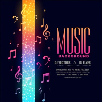 Free Vector | Colorful music flyer party background with notes