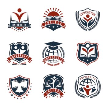 Free Vector | Colorful university logos isolated set