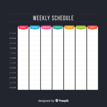 Free Vector | Colorful weekly schedule template with flat design
