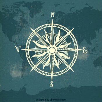 Free Vector | Compass on map world background