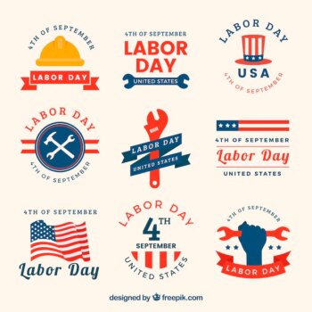 Free Vector | Cool labels for labor day