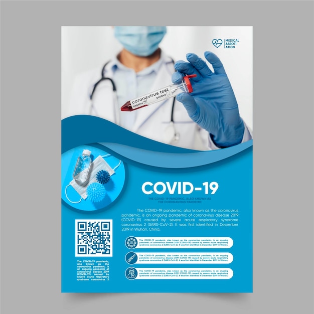 Free Vector | Coronavirus medical products poster template with photo