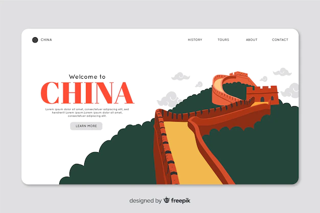 Free Vector | Corporative landing page web template for tour operator agency in china