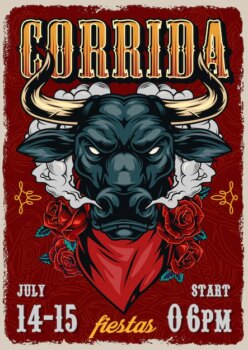 Free Vector | Corrida vintage colorful poster template