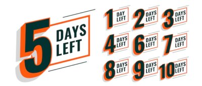 Free Vector | Countdown timer with number of days left tags