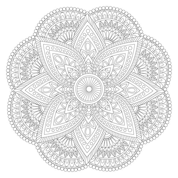 Free Vector | Creative ethnic mandala design, vintage decorative element with floral ornaments for coloring book.