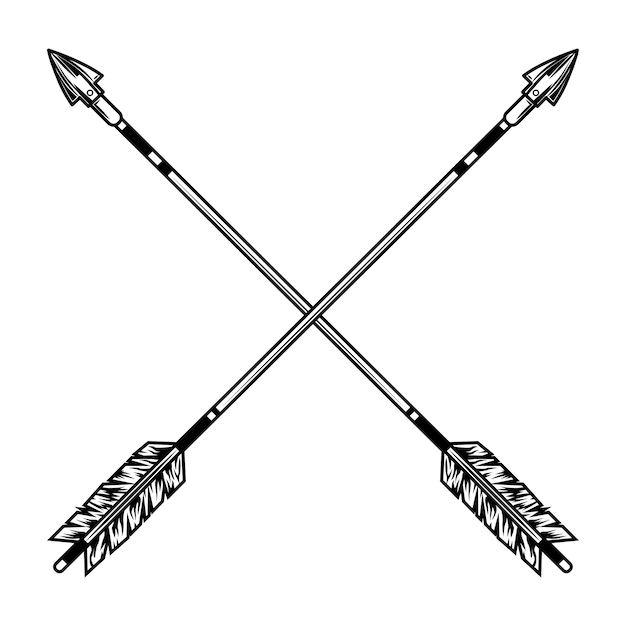 Free Vector | Crossed arrows vector illustration. medieval weapon, war or battle accessory