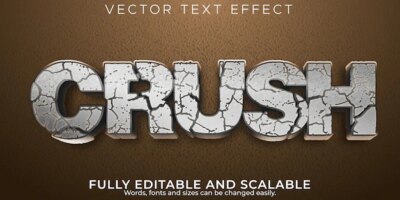 Free Vector | Crush stone text effect, editable quake and broken text style