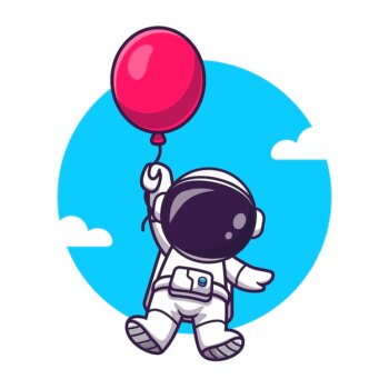 Free Vector | Cute astronaut floating with balloon cartoon vector icon illustration. science technology icon concept isolated premium vector. flat cartoon style