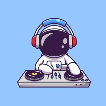 Free Vector | Cute astronaut playing dj electronic music with headphone cartoon  icon illustration. science technology icon concept