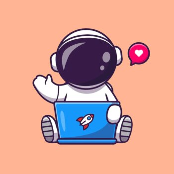 Free Vector | Cute astronaut working on laptop cartoon vector icon illustration.