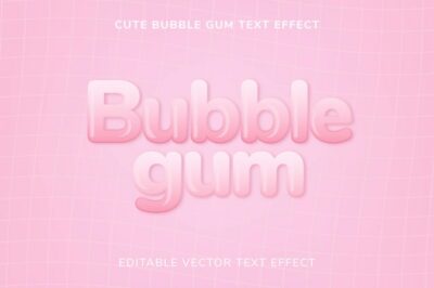 Free Vector | Cute bubble gum editable vector text effect