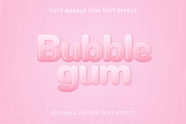 Free Vector | Cute bubble gum editable vector text effect