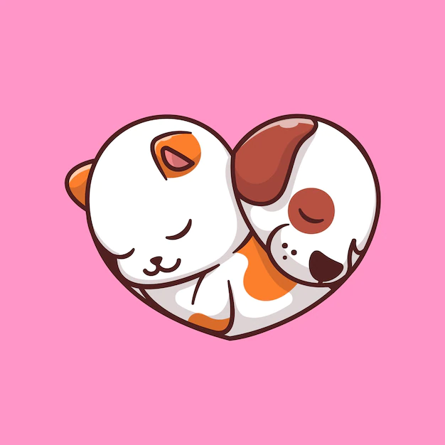 Free Vector | Cute cat and dog sleeping, cartoon character