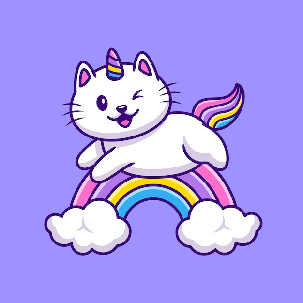 Free Vector | Cute cat unicorn flying cartoon illustration. animal wildlife icon concept