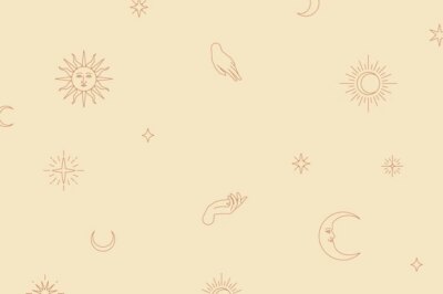 Free Vector | Cute celestial icon vector linear drawing background