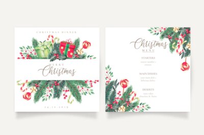 Free Vector | Cute christmas menu and card template