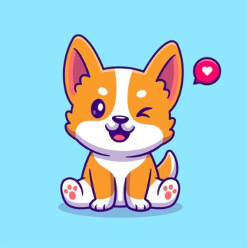 Free Vector | Cute corgi dog sitting cartoon vector icon illustration. animal nature icon concept isolated premium vector. flat cartoon style