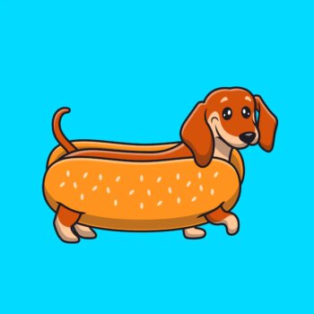 Free Vector | Cute dachshund hotdog cartoon