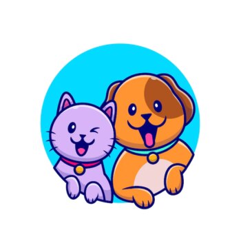 Free Vector | Cute dog and cute cat cartoon illustration