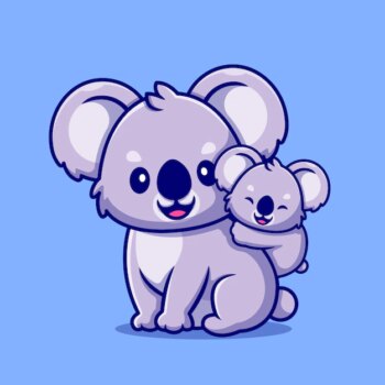 Free Vector | Cute koala with cub cartoon icon illustration.