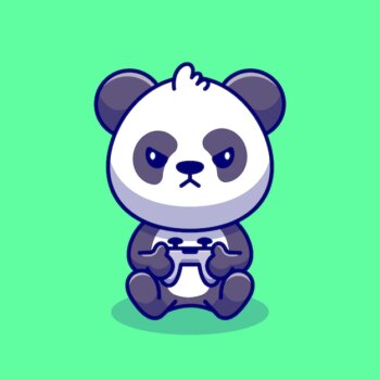 Free Vector | Cute panda gaming cartoon icon illustration. animal technology icon concept premium. flat cartoon style