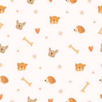 Free Vector | Cute pattern with dog faces and bones