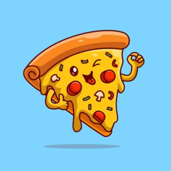 Free Vector | Cute pizza slice melted with thumbs up cartoon vector icon illustration. food object icon isolated