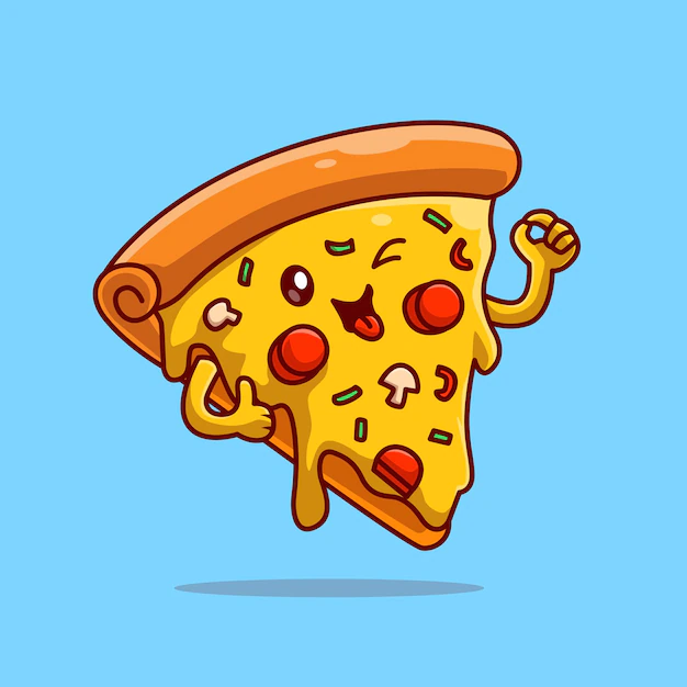 Free Vector | Cute pizza slice melted with thumbs up cartoon vector icon illustration. food object icon isolated