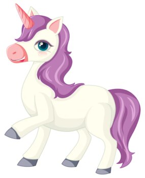 Free Vector | Cute purple unicorn in standing position on white background