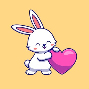 Free Vector | Cute rabbit with love heart cartoon vector icon illustration