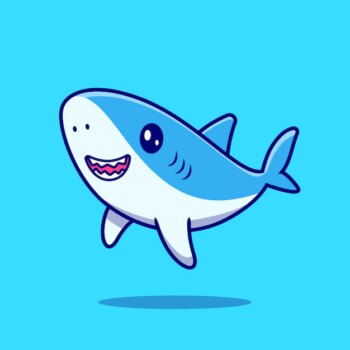 Free Vector | Cute shark swimming cartoon icon illustration.