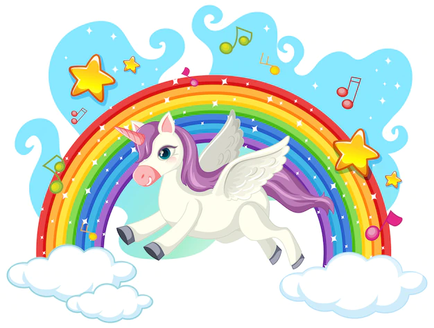 Free Vector | Cute unicorn on the sky