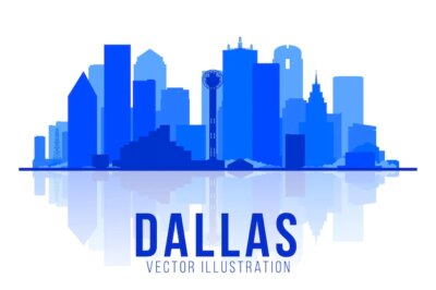 Free Vector | Dallas texas skyline vector illustration background with a city panorama business travel and tourism concept with modern buildings image for presentation banner web site