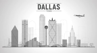 Free Vector | Dallas texas us city skyline vector illustration on white background business travel and tourism concept with modern buildings image for presentation banner web site