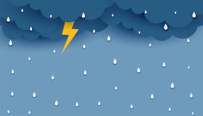 Free Vector | Dark clouds with rainfall and thunder flash background